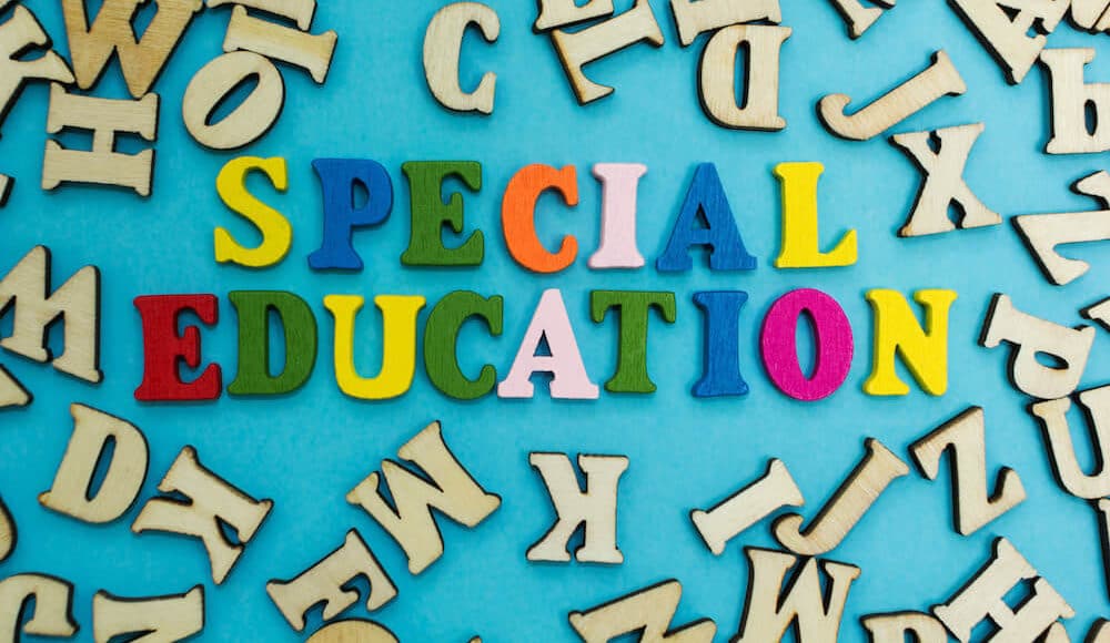 ‘Special Education’ spelled out in colorful wooden letters.